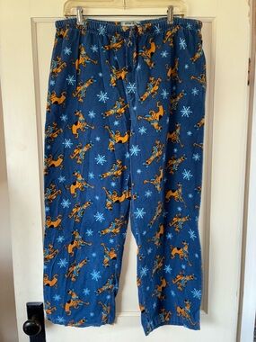 Vintage Scooby-Doo Blue Large Cotton Pajama Pants 90s Nostalgia Wide Leg